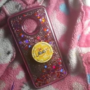 Glitter case with emoji popsocket